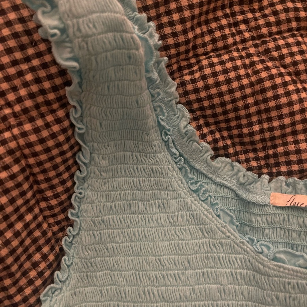 Anthropologie Sky Blue Ruffled Tank Top - Picture 2 of 6